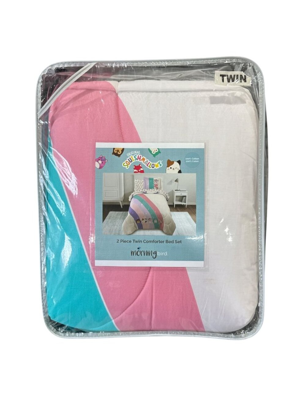 Original Squishmallows 2-Piece Twin Comforter Bed Set Morning Bird Pink Blue Cot - Picture 4 of 5